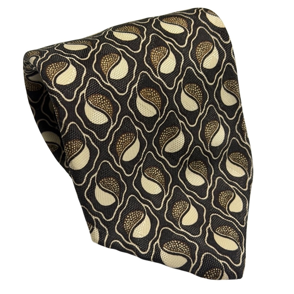 Essex Row Necktie Brown Geometric Abstract Pattern Formal Business Mens OS